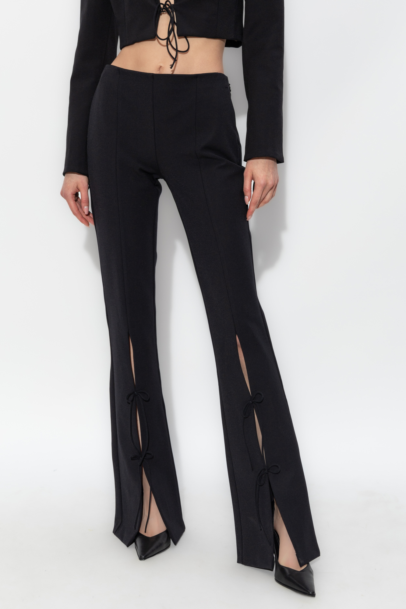 パンツ VERSACE Woman Pants Black 10180211A12258 1B000 Black Pants with front slit Versace Jeans Couture - Vitkac